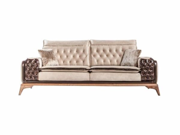 Lotus Sofa & Loveseat Brown Cream